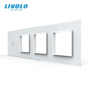 Yeni Livolo Beyaz İnci Kristal Cam, 294mm * 80mm, AB standart, 1Gang & 2 Çerçeve Cam Panel, VL-C7-C1/SR / SR / SR-11/12
