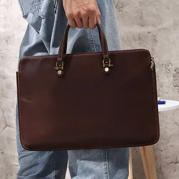 Yeni Varış Erkek Çanta Moda Hakiki Deri laptop iş çantası 13 