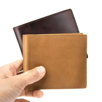 Yeni Yumuşak deri cüzdan Ultra İnce erkek hakiki deri cüzdan s Adam Küçük kart tutucu Cüzdan Vintage Kısa Çanta Erkek