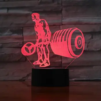 Yenilik 3D Gece Ağırlık Kaldırma Akrilik USB Visual Masa Lambası Ev Dekorasyonu Değişen Işık 7 Renk Yatak Uyku Aydınlatma Hediyeler LED