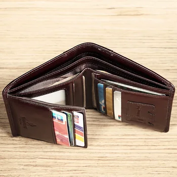 【Hakiki İnek Derisi Deri】ManBang Marka Popüler Lüks erkek cüzdanları Orijinal İlk Katman Çanta Üç Kat Rahat İş Klasik