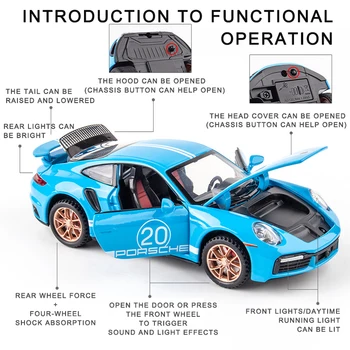 1: 32 Porsche 911 997 Diecast Alaşım Model Araba Minyatür Turbo S Metal Supercar Araç doğum günü hediyesi için Çocuk Çocuk Oyuncakları Erkek