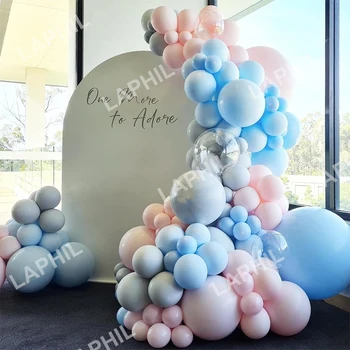 1 takım Mavi Pembe Pastel Balon Garland Kemer Erkek Veya Kız Bebek Duş Balonlar Cinsiyet Reveal Parti Malzemeleri Doğum Günü Düğün Dekor
