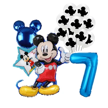1 takım Mickey Minnie tema serisi balon doğum günü partisi dekorasyon erkek kız dijital karikatür Mickey mouse balon çocuk oyuncağı