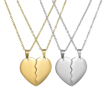 1 Çift Özel Kişiselleştirilmiş Kazınmış İsim Kalp Çiftler Hediye Severler için paslanmaz çelik nazarlıklar Kolye Kolye Kadınlar Takı