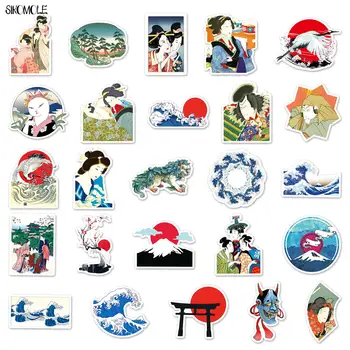 10/30/50 ADET Karikatür Japon Ukiyo Boyama Çıkartmalar Vintage Deniz Dalga DIY Araba Kaykay Dizüstü Graffiti Sticker Çıkartmaları Oyuncaklar F5