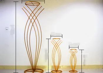 10 adet) Fabrika Toptan Düğün Uzun Boylu Metal Masa Centerpiece Standları Çiçek Vazo Standı Altın Sütun Dekorasyon senyu1804
