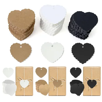100 adet Kalp Şekli Boş Kraft Kağıt askılı etiketler Düğün Parti Favor Fiyat Hediye Etiketi Boş Kağıt Kartı Doğum Günü Ambalaj askılı etiket