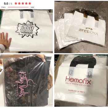 100 Adet Özel Logo plastik saplı çanta Alışveriş Ambalaj Poşetleri Küçük İşletmeler İçin özel logo hediye keseleri Butik