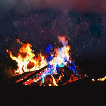 10g / 15g / 25g Renkli Yangın Alevleri Tozu Açık Seyahat Parti Yangın Dekorasyon Şenlik Ateşi Poşet Piroteknik Mistik Hile Tozu