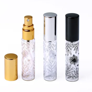 10ML Mini Cam Yaprak Desen Doldurulabilir Parfüm Şişesi Taşınabilir Döner Alüminyum Sprey Atomizer Boş Sprey Parfüm Şişesi Seyahat