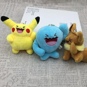 12 cm 5 adet / grup Anime Güzel Pokemon Aynen Eevee Pikachu Wobbuffet Peluş Anahtarlık Çocuklar Küçük Kolye Peluş çanta anahtarlığı