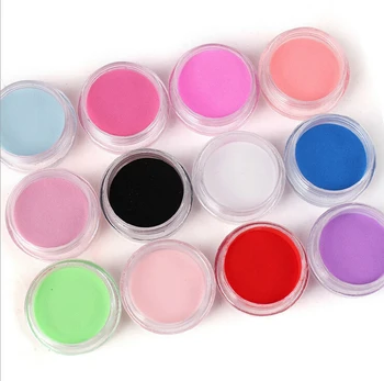 12 Renk Akrilik Toz Manikür İpuçları Nail Art 3D Dekorasyon Oluşturucu Polimer (bir kutuda 12 renk, 12 Renk Tozu)