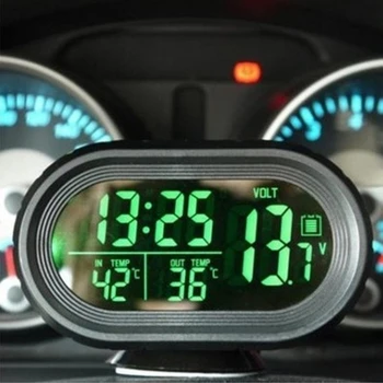 12 V Araba Dijital Termometre Voltmetre Saat Alarm Monitör Çok Fonksiyonlu Otomatik Metre Saat Gerilim sıcaklık ölçer