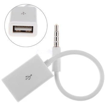 15cm 3.5 mm Erkek Ses AUX Jack USB 2.0 Tip A Dişi OTG Dönüştürücü Adaptör Kablosu Araba Aksesuarları Beyaz / siyah