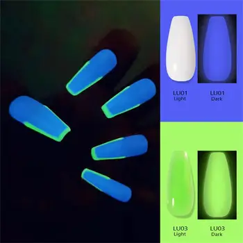 15ML Floresan Renk Tırnak Uzatma UV Jel Tırnak Akrilik Jel Kristal Fototerapi Sequins Fransız Manikür Karanlıkta Glow