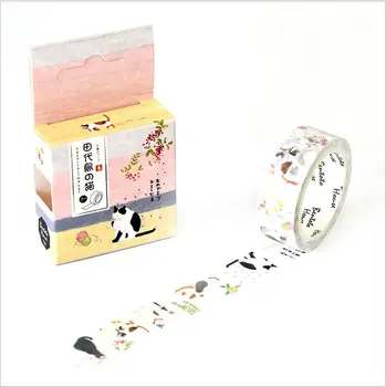 15mm Geniş Japonya Tashirojima Kediler Yaşam Örneği Washi bant yapışkan Bant DIY Dekoratif Günlüğü Karalama Defteri yapışkan etiket Maskeleme Bandı