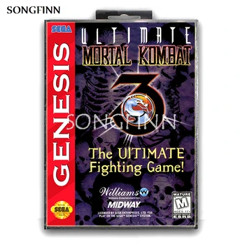 16 bit MD Hafıza Kartı için Kutu İle Sega Mega Sürücü Genesis Megadrive-Ultimate Mortal Kombat 3