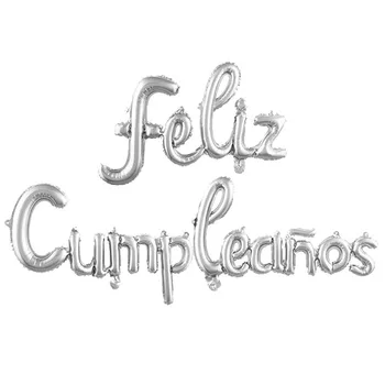 16 inç İspanyolca Mutlu Doğum Günü Harfler Balonlar Küçük Yapışık Alfabe Folyo Globos Doğum Günü Partisi Dekorasyon Bebek Duş