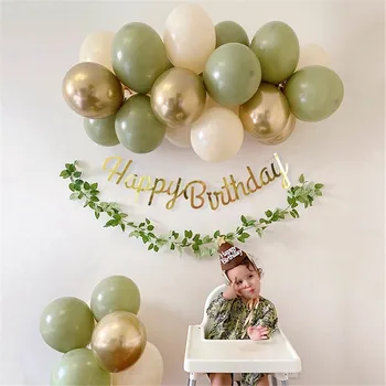 19 adet Fasulye Yeşil Lateks Balonlar Garland Kemer Kiti Orman Doğum Günü Partisi Bebek Duş Düğün Dekorasyon Çocuklar helyum balonları Kemer
