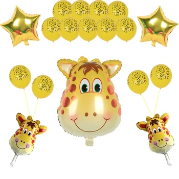 19 adet Hayvan Balon Seti Aslan İnek Zürafa Maymun Kaplan Alüminyum Folyo Balon Seti çocuk Doğum Günü Partisi dekorasyon balonu