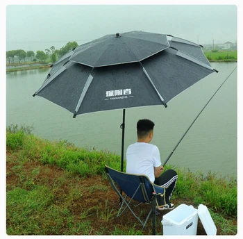 2.6 m Kalınlaşmış Balıkçılık Şemsiye saklama çantası İle Çift Katmanlı Anti-ultraviyole Güneşlik Katlanır Veranda Şemsiye