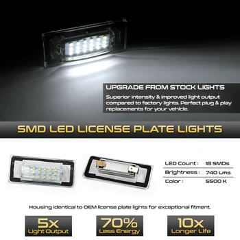 2 Adet LED plaka aydınlatma ışığı Plaka Lambaları Audi TT İçin MK1 8N TT Coupe 8N3 Roadster Cabrio 8N9 8N0943021A
