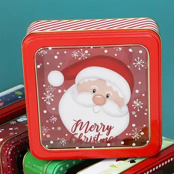 2 Adet Noel Temalı Şeker Kutuları Noel Mousse Kek Sarma Noel Kare Teneke Kutu Çerez saklama Kutusu Hediye Ambalaj Kutuları