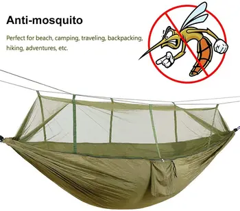 2 Kişi Kamp Bahçe Hamak Cibinlik İle dış mekan mobilyası Yatak Mukavemetli paraşüt kumaşı Uyku Salıncak Taşınabilir Asılı