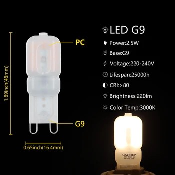 (2 satın Almak 1 Ücretsiz)süper Parlak G9 2.5 w Pc Kapaklı 230v 1 adet Smd2835 Led lamba ışığı İki Satın Almak Bir Ücretsiz