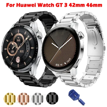20 22mm Paslanmaz Çelik Metal Watchband İçin Huawei izle GT3 42 46mm Smartwatch Bilezik Bileklik Onur Sihirli İzle 2 46mm
