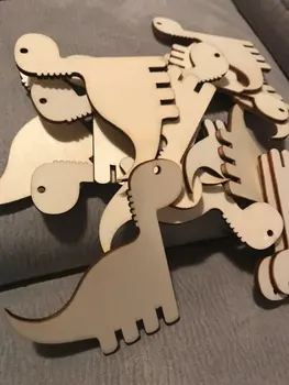 20 adet 60mm Doğal Bitmemiş Ahşap Dinozor Etiketleri Cips Dilimleri Bezemeler DIY El Sanatları Doğum Günü Partisi Süsler Süslemeleri
