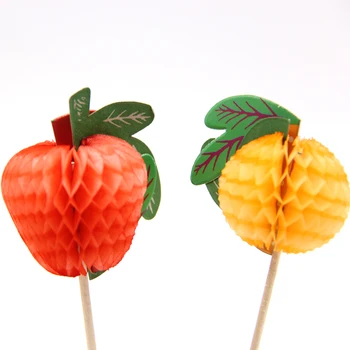20 ADET kendi başına yap kağıdı 3D Meyve Kek Topper Seçtikleri İçecek Bardağı Süslemeleri Yaz / Doğum Günü / Düğün Parti Dekorasyon Bebek Duş Malzemeleri