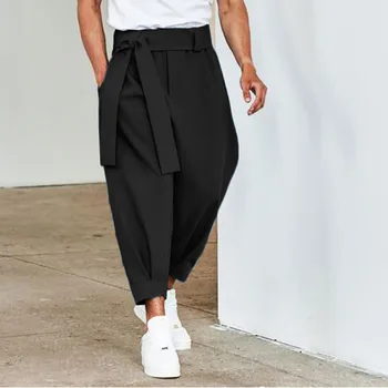 2022 erkek düz renk tasarımı, Avrupa ve Amerikan sonbahar ve kış yeni erkek çok yönlü kırpılmış pantolon, bacaklı rahat pantolon