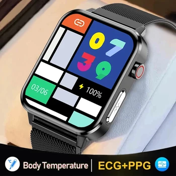 2022 Spor akıllı saatler Erkekler Vücut Sıcaklığı EKG Kalp Hızı Kan Basıncı Monitörü Sağlık Smartwatch Kadınlar Android ıos İçin