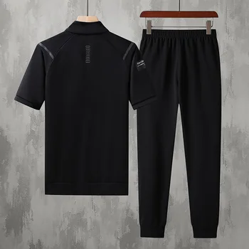 2022 Yaz Siyah Beyaz Eşofman erkek Seti T-Shirt + SweatPants Spor Marka Spor Takım Elbise Büyük Boy 6XL 7XL 8XL