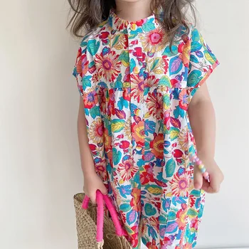 2022 Yaz Yeni Moda Koreli Çocuk Giyim Kız Sevimli Çiçek Tulumlar Çocuklar Kısa Kollu Tulumlar Butik Giyim
