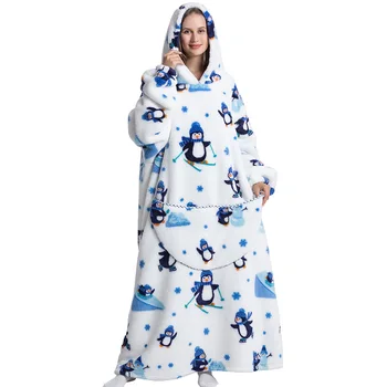 2022 Yeni Büyük Boy Hoodies Giyilebilir Battaniye Hoodie Dev Tembel TV Battaniye Aile Gecelik Sherpa Polar Rahat Sıcak Kış Giysileri