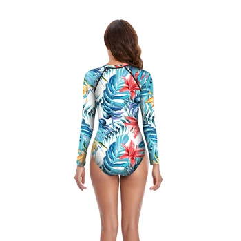 2023 Yeni Dalış Tek Parça Mayo Baskı Uzun Kollu Kadın Spor Mayo Mayo Döküntü Bekçi sörf kıyafeti Rashguard Kadın