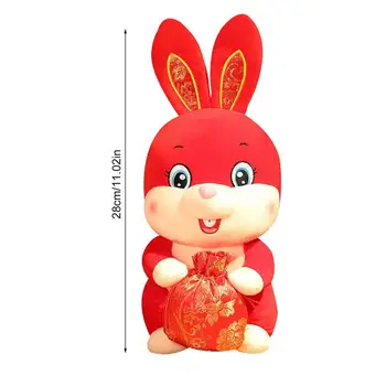 2023 Çin Zodyak Kırmızı Servet Tavşan Yumuşak Doldurulmuş Bebek Oyuncak Sevimli Tavşan Ev Süsleme Yaratıcı Noel Yeni Yıl Hediye çocuklar İçin