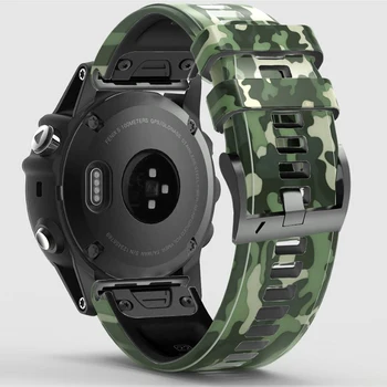 22 26mm Spor Silikon Kordonlu Saat Kamuflaj Kayışı Garmin Fenix 7 7X 5 5X Artı 6 6X Pro 3 3HR MK1 saat kayışı Smartwatch Kemer