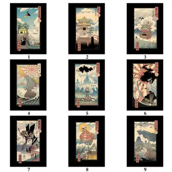 23 Tasarımlar Anime Film Ukiyoe Whitepaper Poster Ghibli Alternatif Yapıt Çıkartması Fantezi Duvar Sticker için Kahve Evi Bar