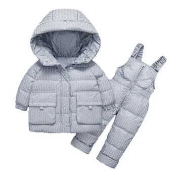 -30 Kış Çocuk Giyim Seti 2 adet Aşağı Sıcak Ceket Tulum Kalın Karikatür Ceket Bebek Yürümeye Başlayan Kız Giysileri Bebek Erkek Snowsuit