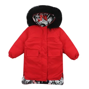 -30 Rus Kışlık Mont 2022 Çocuk Giysileri Snowsuit Ceket Su Geçirmez Açık kapüşonlu ceket Erkek Çocuklar Parka Giyim 4-13Years