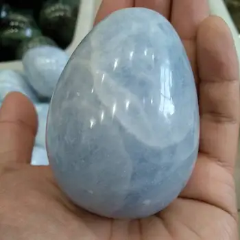 330g Doğal mavi Kristal Köpüklü Mavi Celestite parlatma yumurta