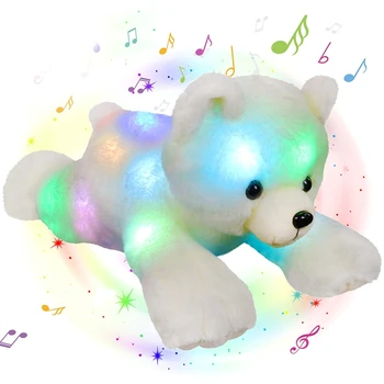 37cm Peluş Kutup Ayısı LED Bebek Oyuncak w/ Müzik İsteğe Bağlı ve renkli ışık çocuk Odası Dekorasyon Bebek Doğum Günü Noel Hediyesi