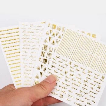 3D altın harf Tırnak Çıkartmalar Altın Zincir Manikür Kaymak Geometrik Gümüş Hatları Çivi Sanat Aksesuarları Folyo Harfler Tırnak Dekorasyon