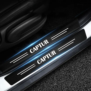 4 ADET Araba Kapı Eşiği Eşik Anti Scratch Sticker Renault Captur İçin Araba Karbon Fiber Eşiği Koruyucu Çıkartmalar