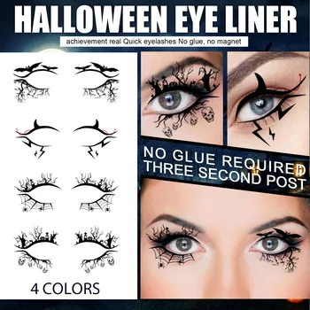 4 Pairs Geçici Göz Dövme Çıkartmalar Tutkal Ücretsiz Tek Kullanımlık Örümcek Kafatası Cadılar Bayramı Göz Farı Eyeliner Yüz Sticker Göz Makyaj Aracı