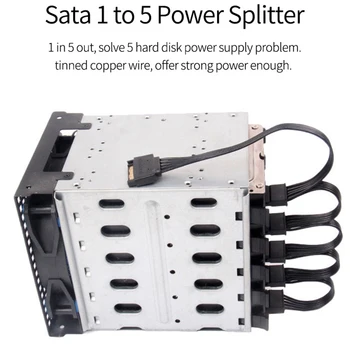 4Pin IDE 1 ila 5 SATA 15pin Dişi Sabit Disk Güç Kaynağı Splitter Kablo DIY PC Sunucu 18AWG 4-Pin 15-Pin Güç